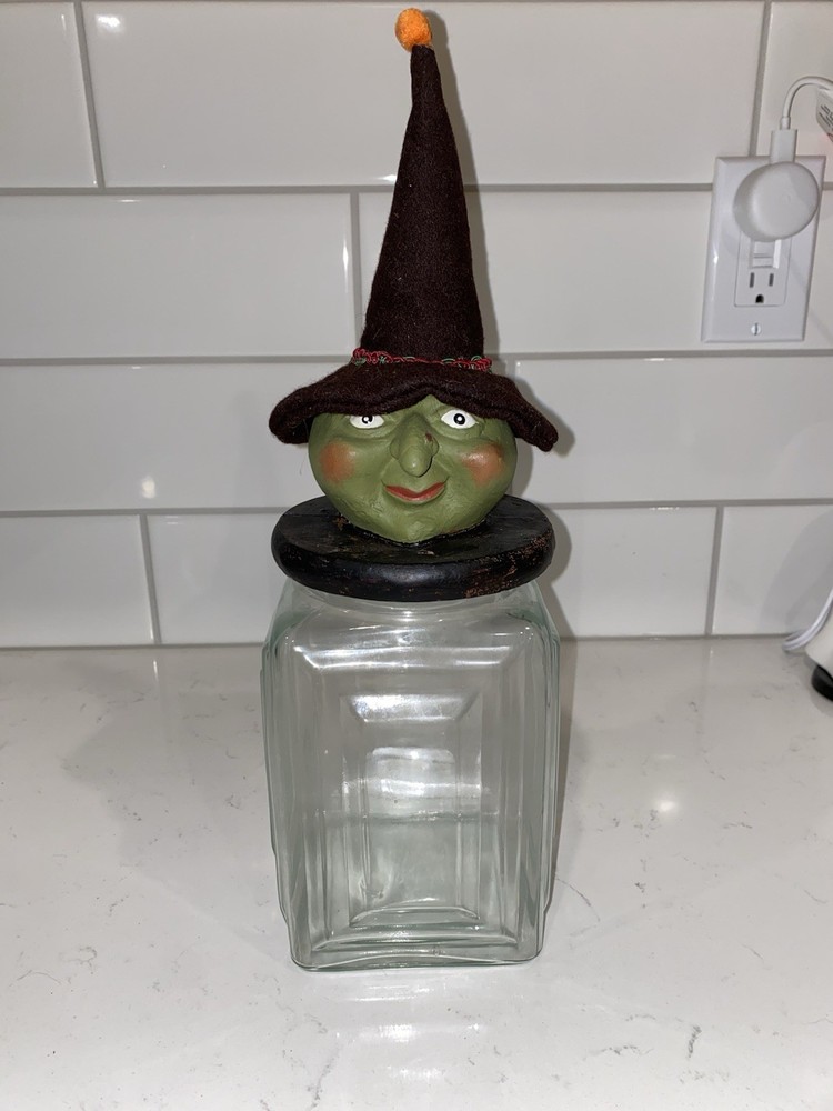 Vintage Halloween Witch Topper Jar
