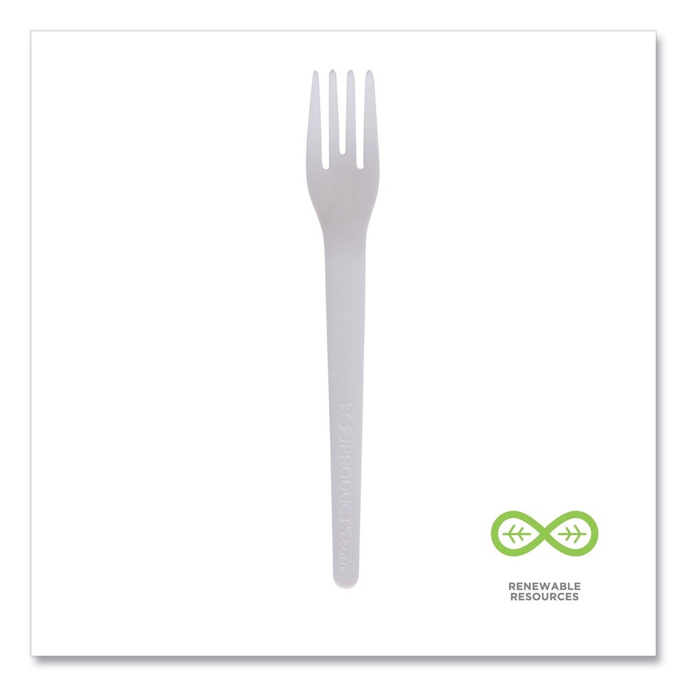 Eco-Products EPS012 6 in. Plantware Compostable Cutlery Fork - WT (1000/CT)