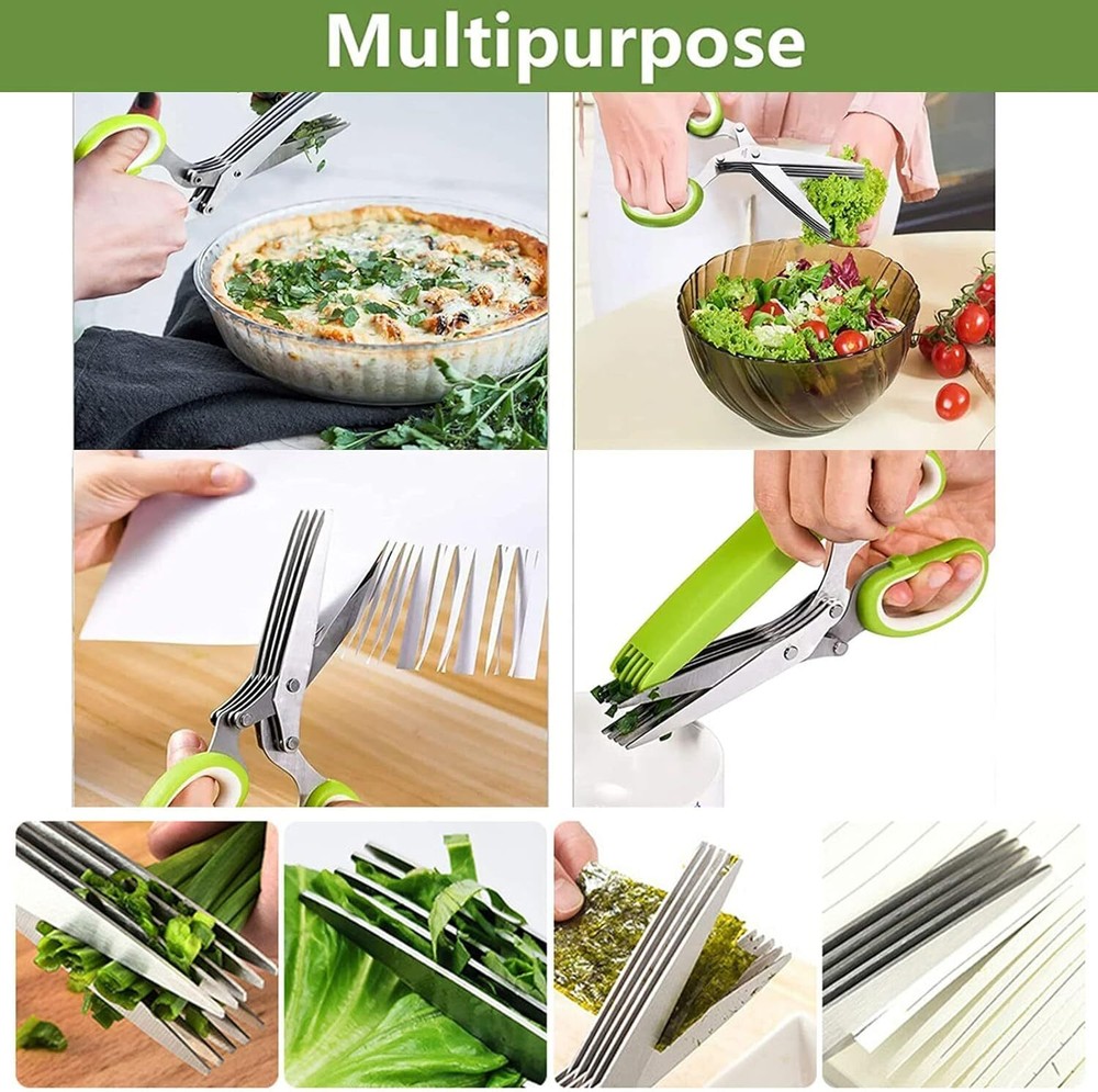 Stainless Steel 5 Blade Professional Shredding Scissors Sharp Herb Kitchen Tool