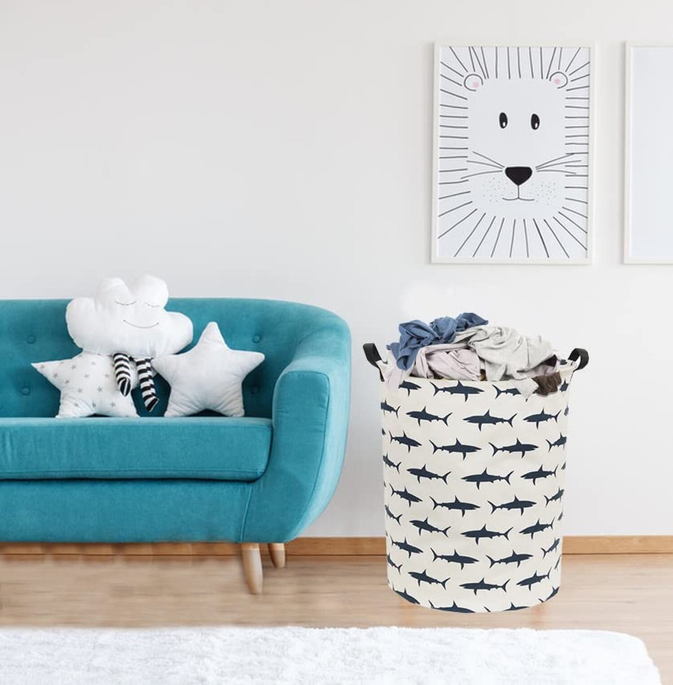 Kids Laundry Hamper,Canvas Shark Hamper Collapsible Boys Storage Baskets for ...