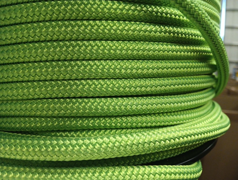3/8 " x 200 ft. Double Braid-Yacht Braid Polyester Rope Hank. Electric Lime