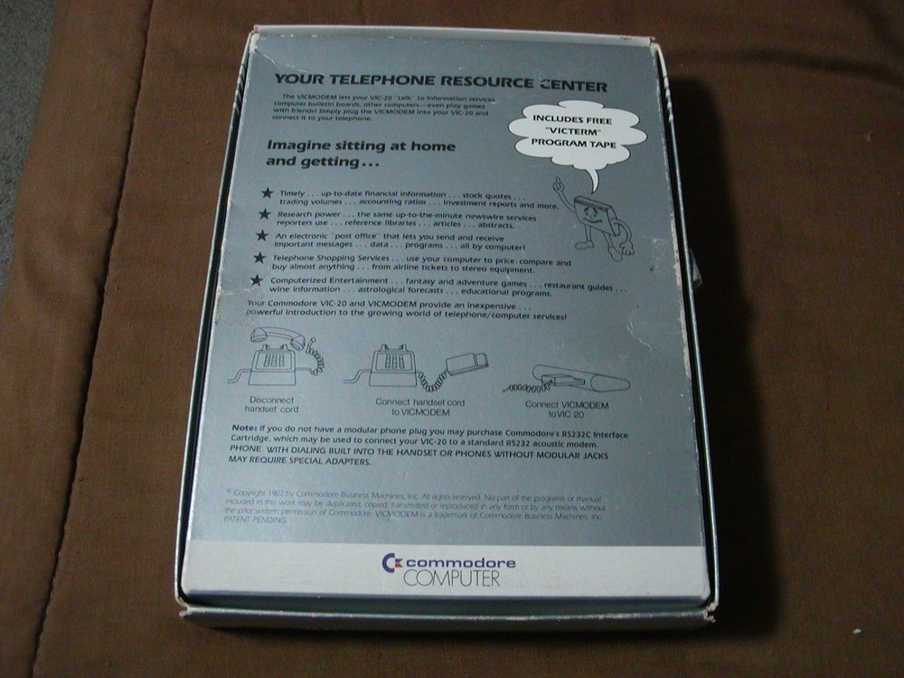 Commodore VIC 20 VICMODEM Model 1600 in Original Box, Sold AS-IS Untested