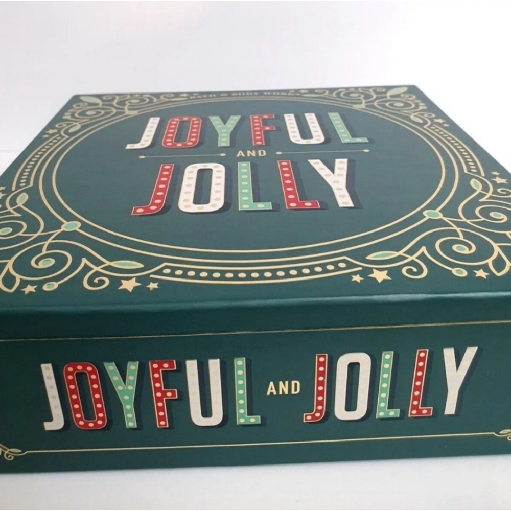 Bath & Body Works Joyful & Jolly Christmas Empty Green Red Gift Box