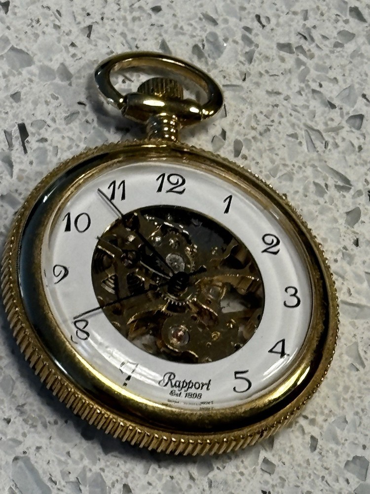 Rapport Pocket Watch Open Face Gold Plated Wind Up Working
