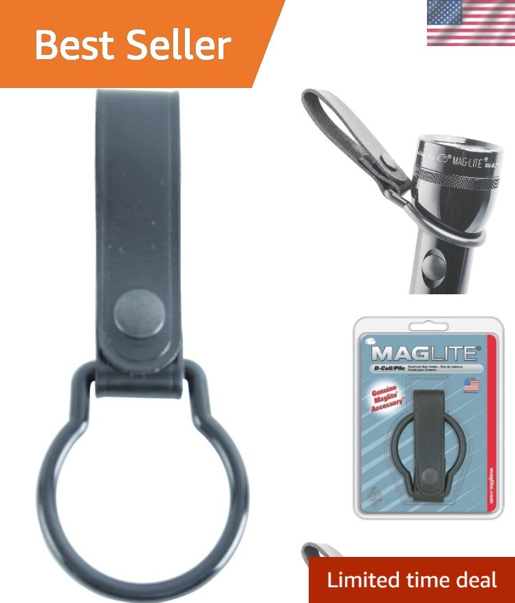 Stylish Black Leather Belt Holder for D-Cell Flashlight - Durable & Compact