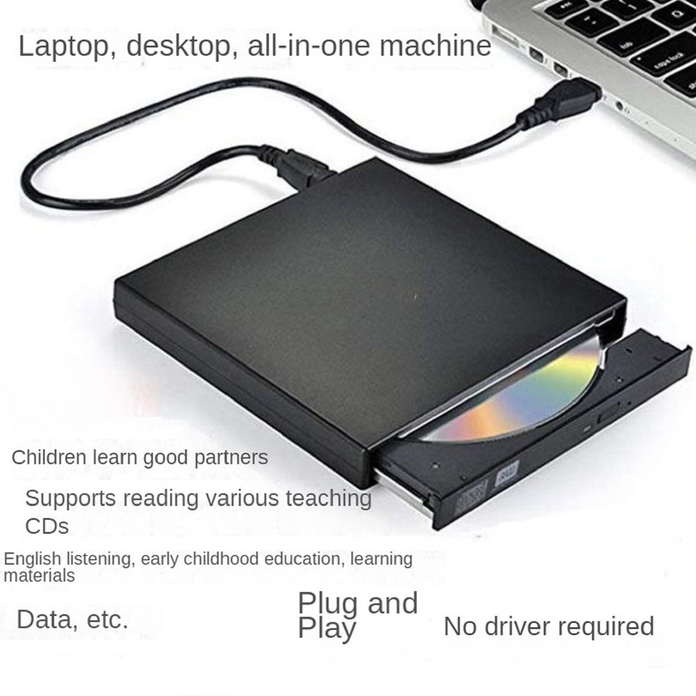 USB 2.0 Slim External DVD Rom Optical Drive CD DVD RW Player Reader Recorder t