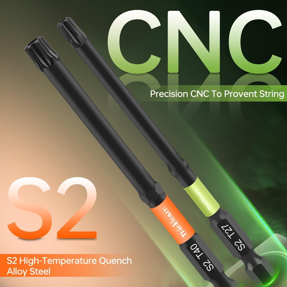 THINKLEARN Impact Torx Bit Set, 20 PCS 4" Security Bits, Orange+green