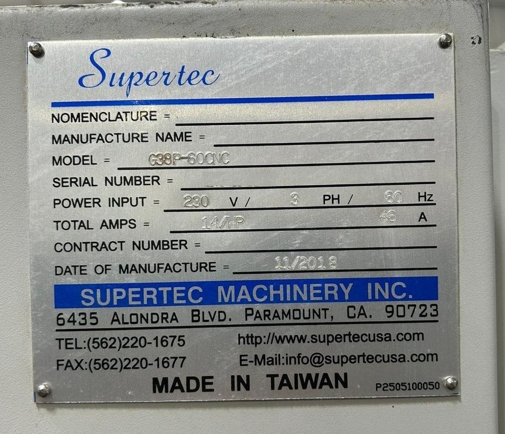 SUPERTECH G38P-60 CNC CYLINDRICAL GRINDER - 2018