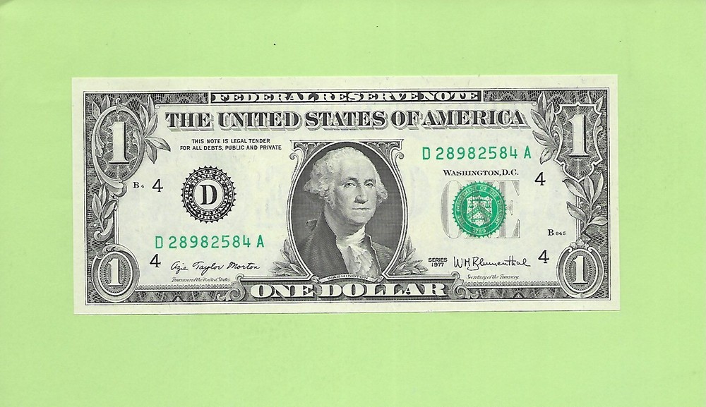 1977 ..UNCIRC $1  D 2898 2584 A  .... 1977 $1  D-A      NICE NOTE        FRN