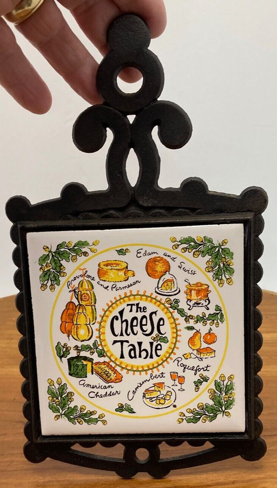 Vintage The Cheese Table Tiled Cast Iron Trivet