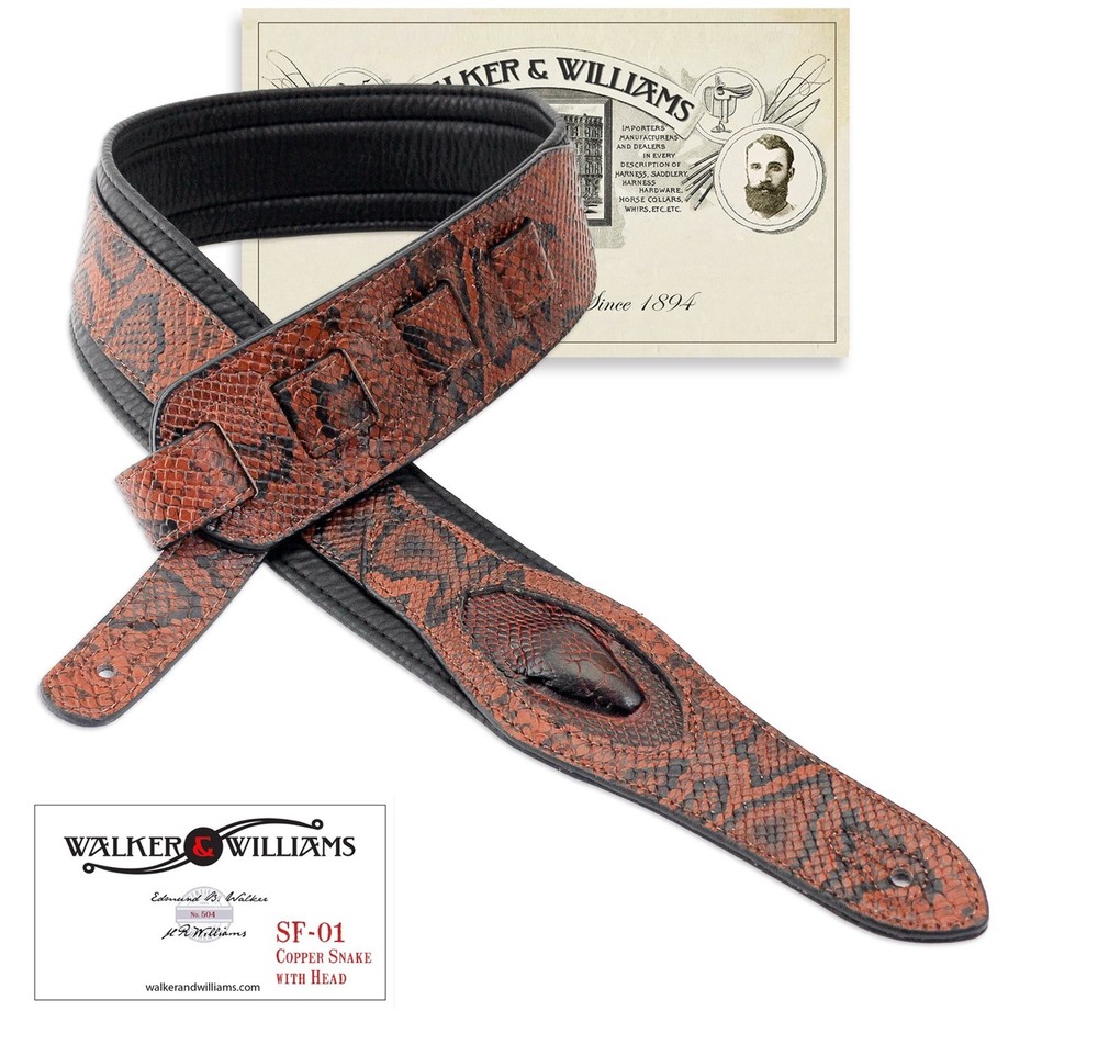 Walker & Williams SF-01 Copper Brown Snake Pattern Strap with Snakehead 