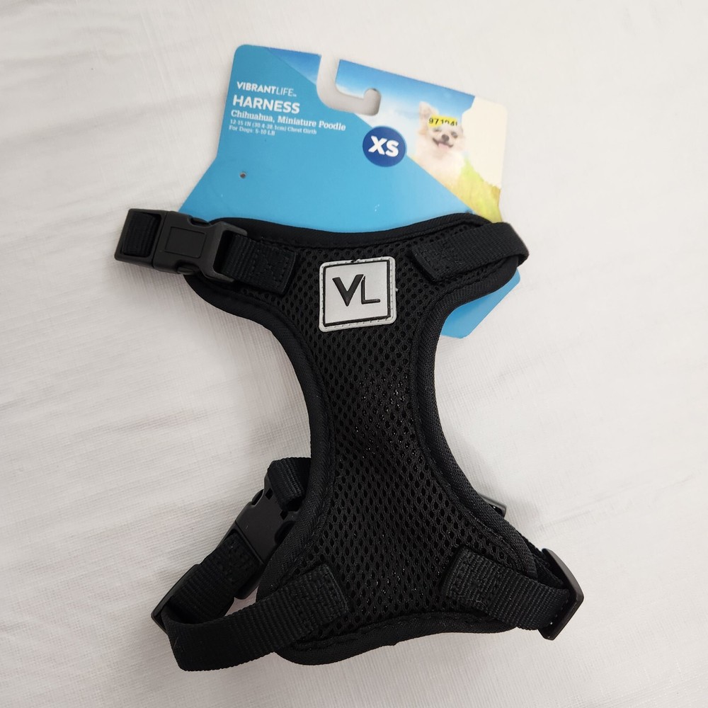 Pet Dog Harness Black Adjustable Breathable Mesh XS