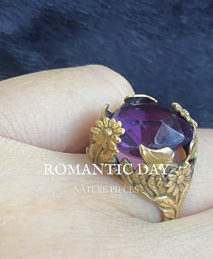Vintage Brass  Art Dec Rhinestone Ring