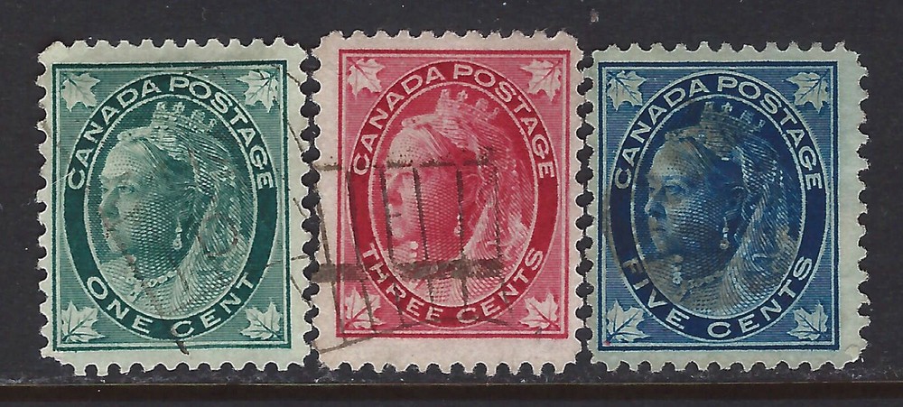 Bigjake: Canada #67, 69 & 70, 1, 3, 5 cent Queen Victoria
