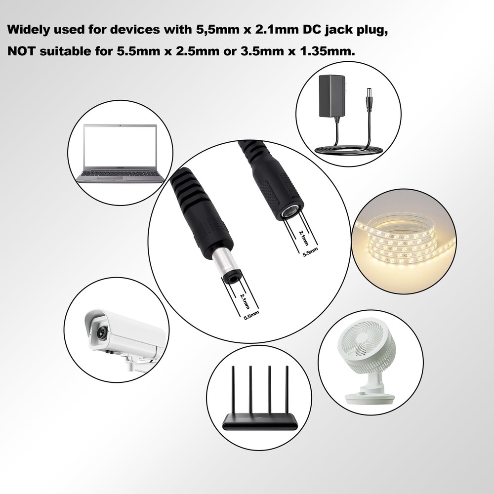 DC Power Cable with 3 Speed Switch 5V DC Jack Extension Cord with Inline 3 Po...