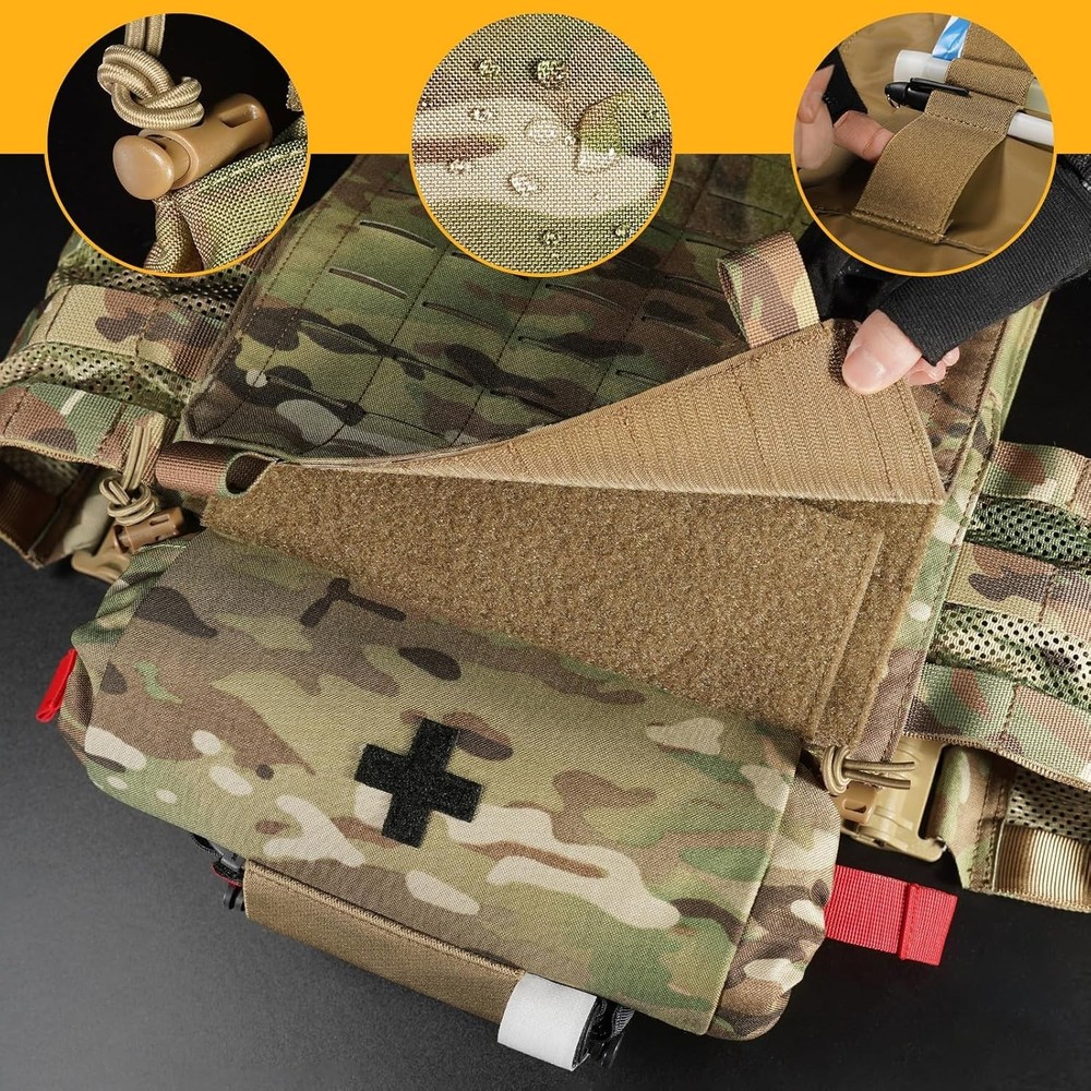 High Utility Tactical First Aid Dump Pouch - 3 Compartment Emergency Kit Bag