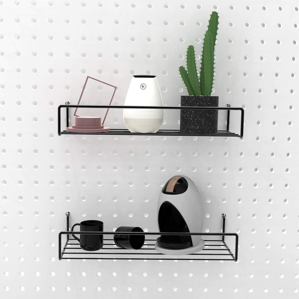 Pegboard Shelves, Peg Board Hooks, for Organizing Various Tools, 2 Packs, Black