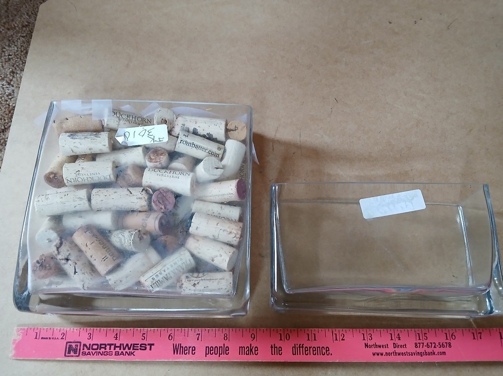 Lot of 2 Heavy Glass Rectangular Type Vases - Used