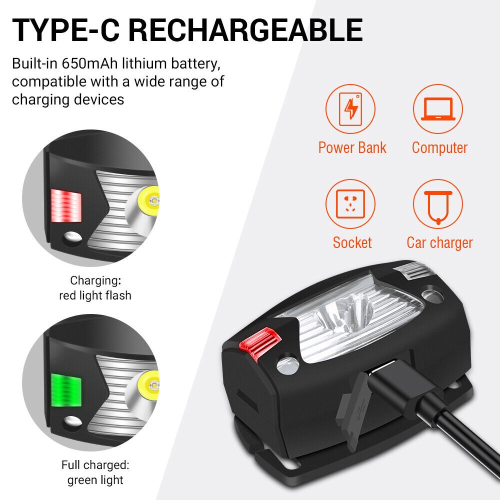 USB Rechargeable LED Headlamp Flashlight Headlight Head Torch Waterproof Sensor