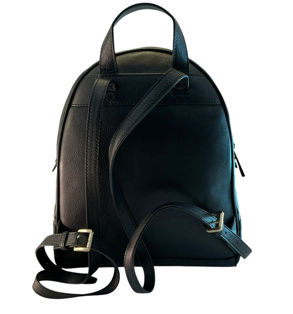 Michael Kors Bag Rhea Medium Pebbled Leather Backpack Black w/Gold Hardware