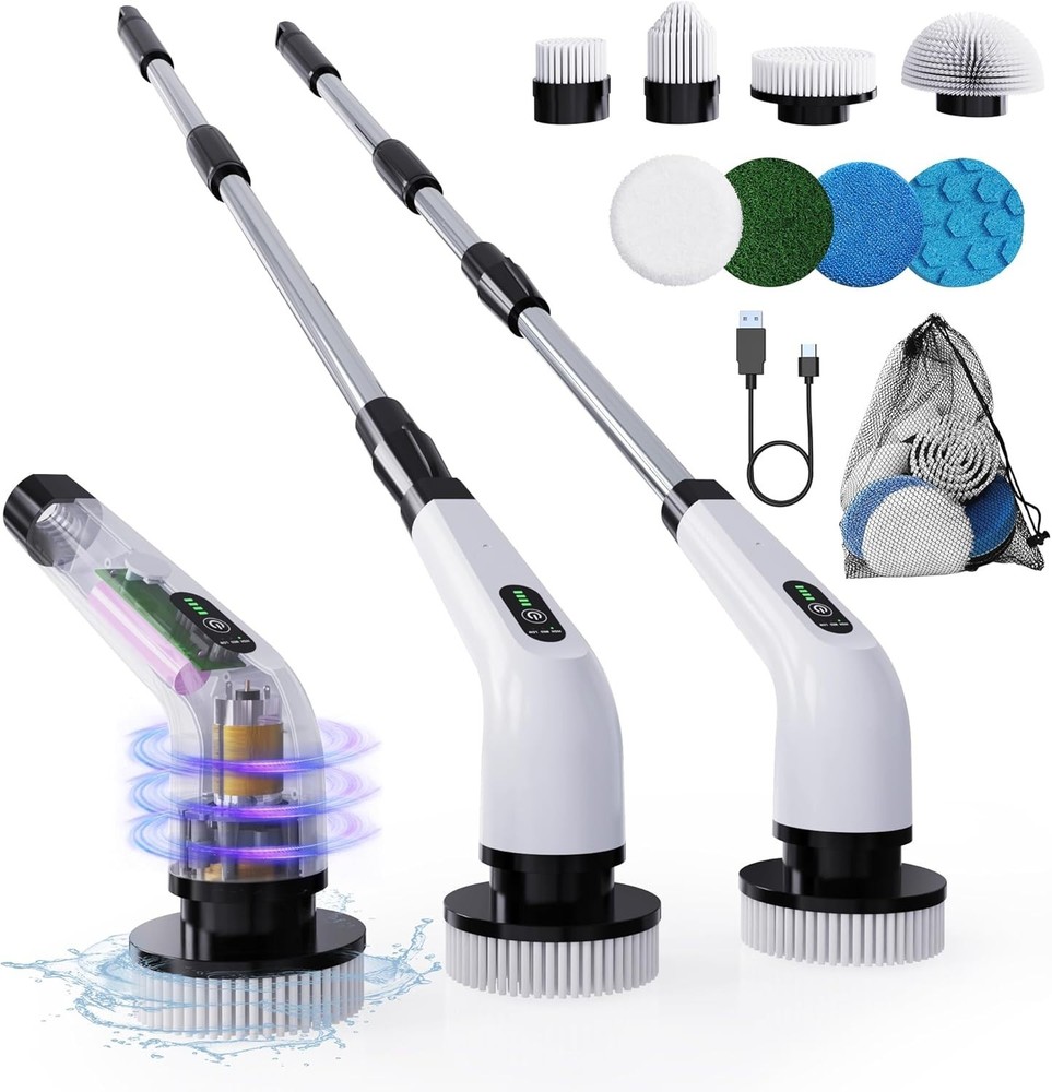 Versatile Cordless Spin Scrubber – Clean Bathroom, Floors & Windows Effortlessly