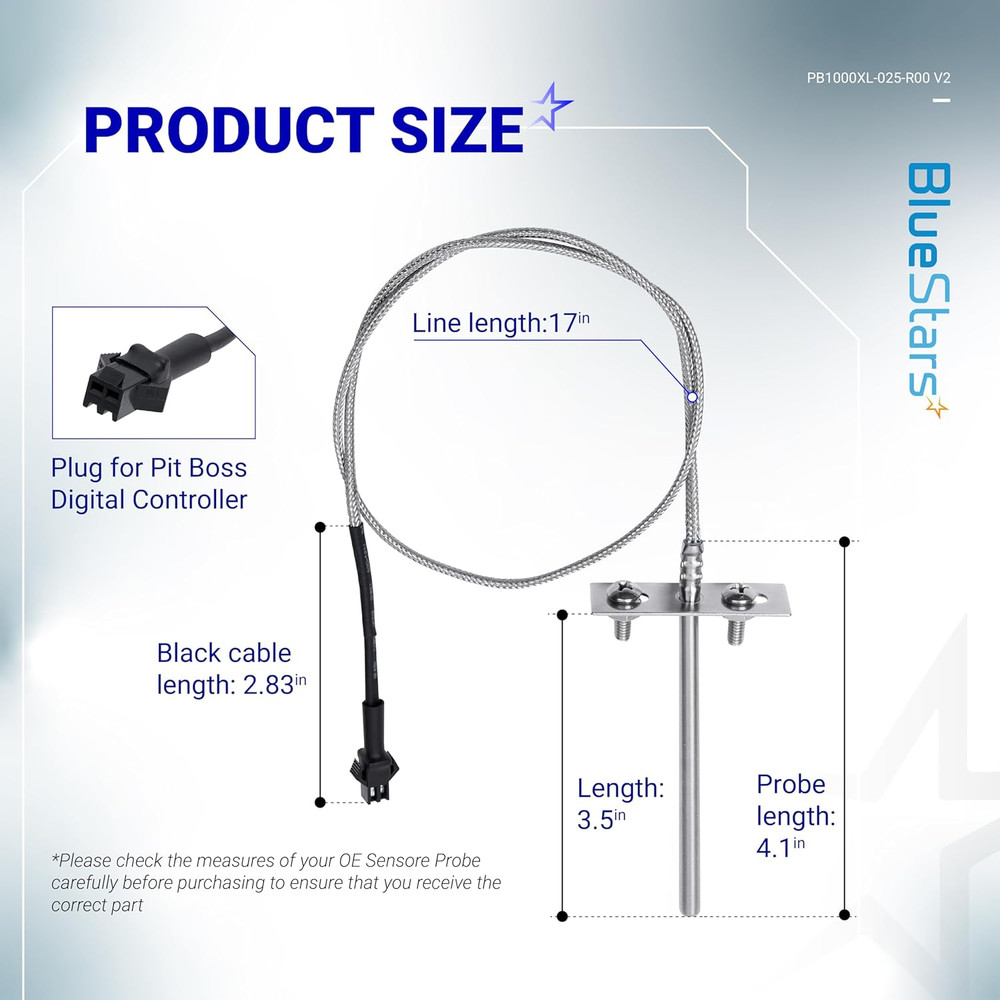 [Upgraded] RTD Temperature Probe Sensor, Compatible with Pit Boss Pellet Grills