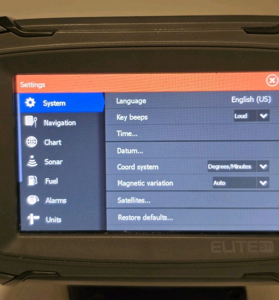 Lowrance Elite-5TI Chartplotter Fishfinder Head Unit w/ Cover DEPTH DOESNT WORK