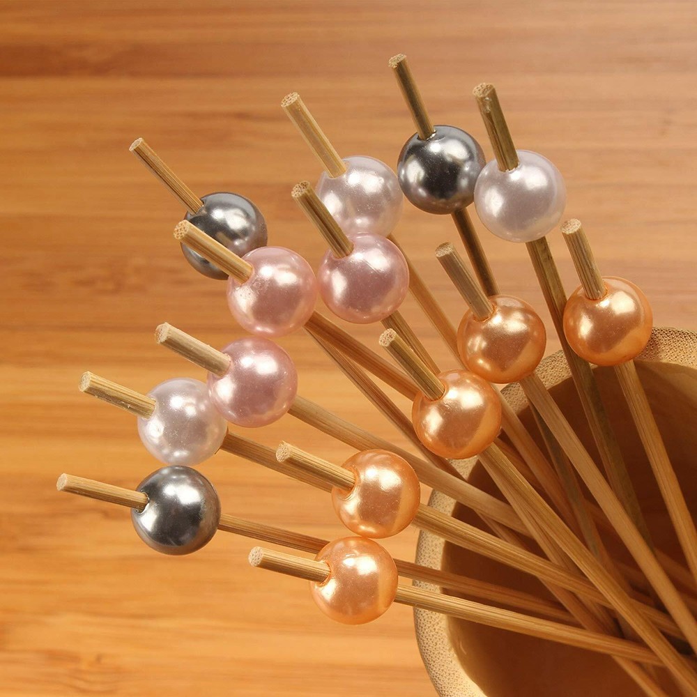 3.9" Decorative Pearl End Pick Skewers