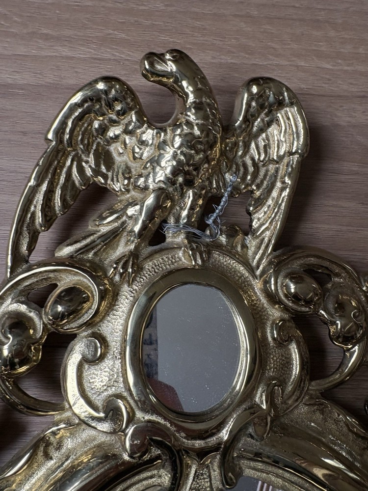 CIVIL WAR ERA SOLID BRASS EAGLE FEDERAL SHIELD MIRROR FRAME VINTAGE