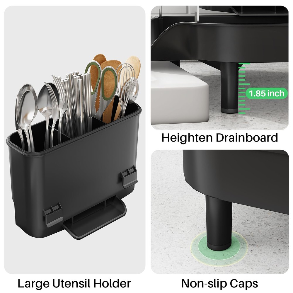 Dish Drying Rack - Expandable Dish Rack for Kitchen Counter, Rust-Resistant D...