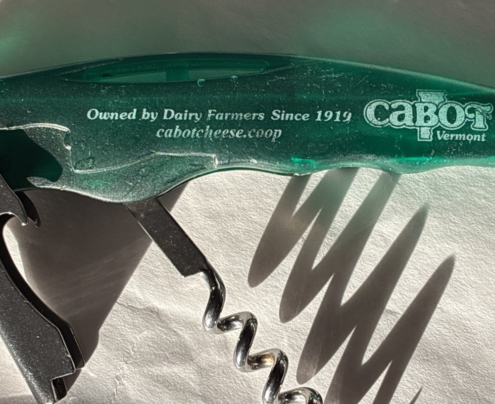 Cabot Cheese Corkscrew Wine Opener Bartenders Tool Advertising