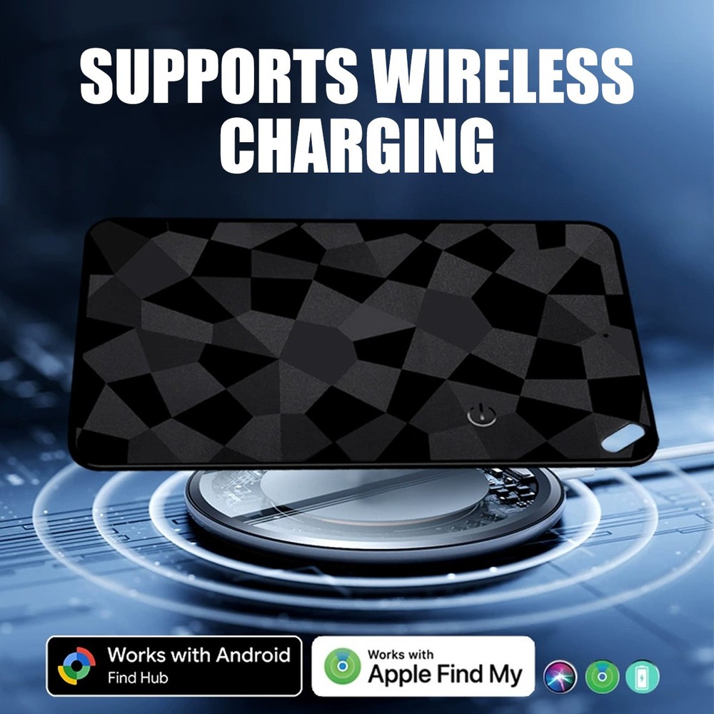 Black Wireless Charging Smart Card Tracker ABS Wallet Tracker Tracking Device