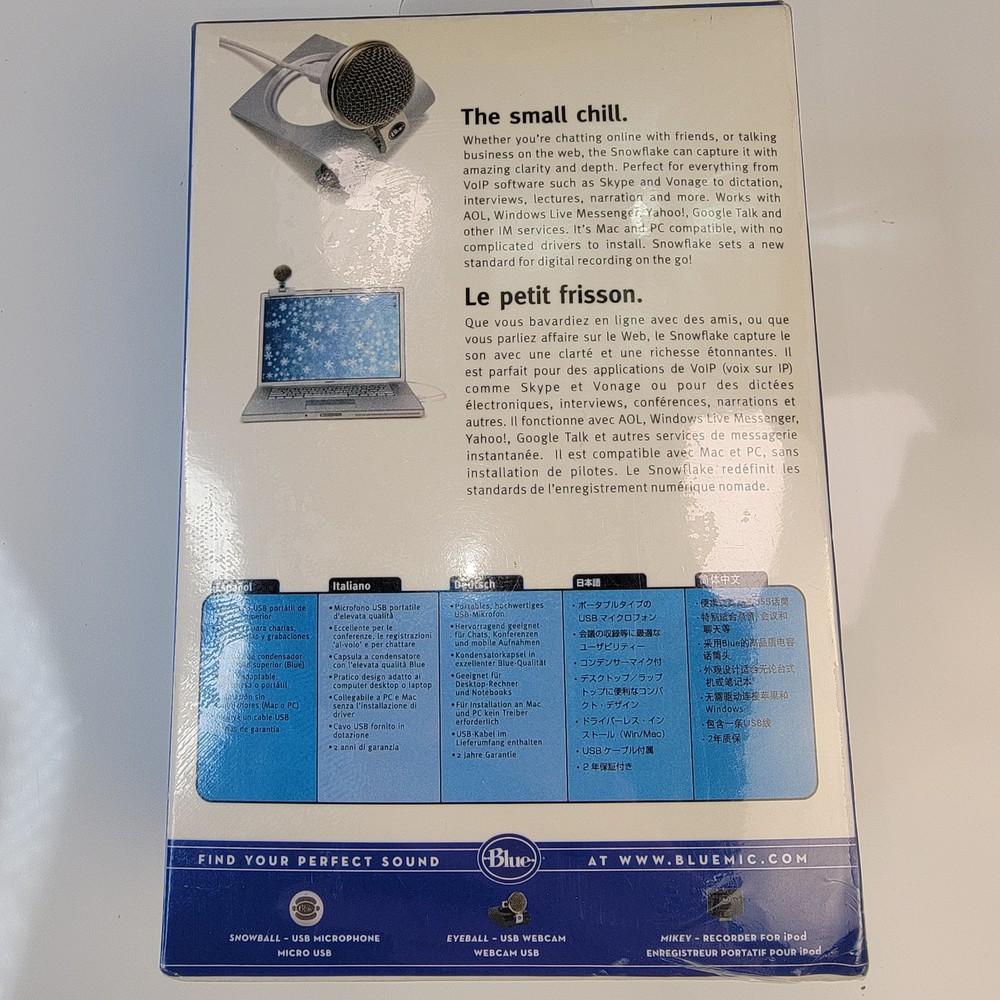 Snowflake Portable USB Microphone Blue Sound NEW & Sealed