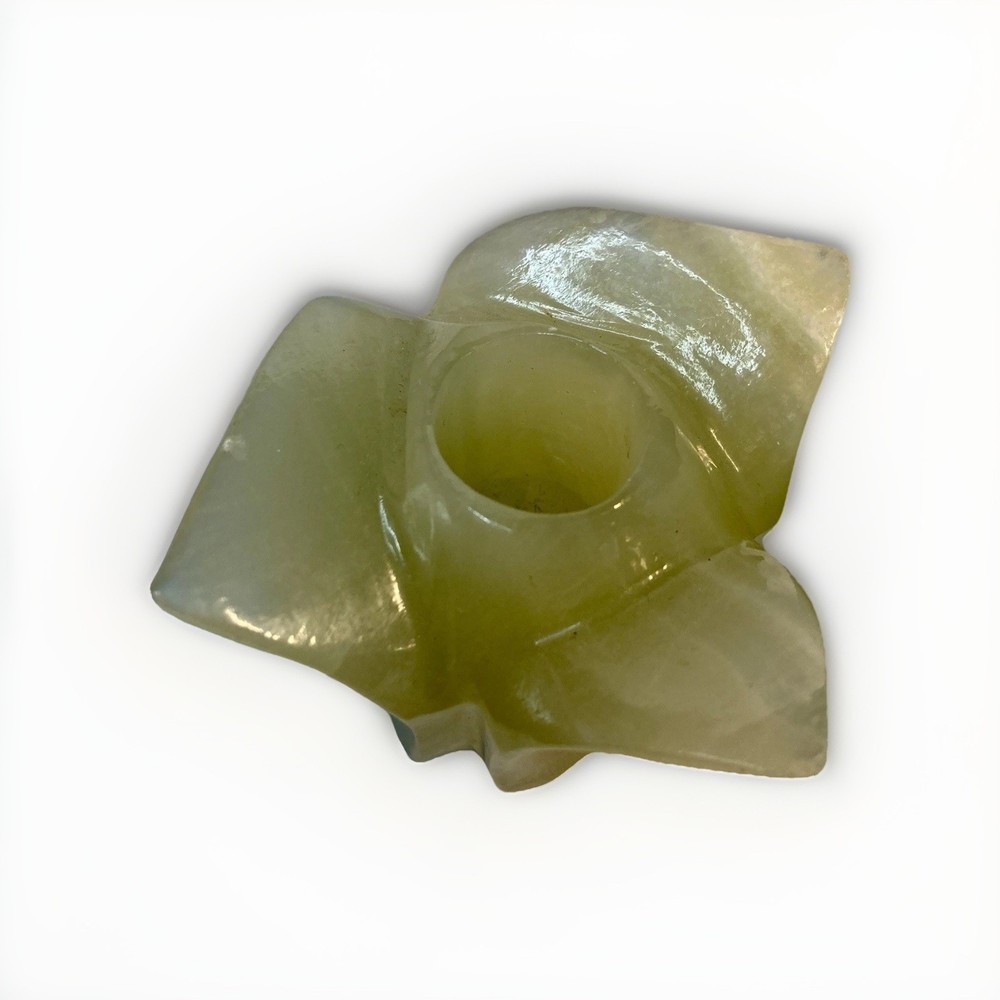 2 Rose Shaped Marble Candle Holders Slag