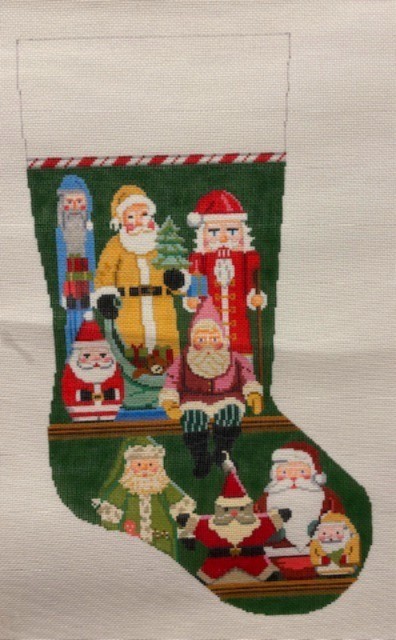 Susan Roberts Handpainted Needlepoint Canvas Santa Collage