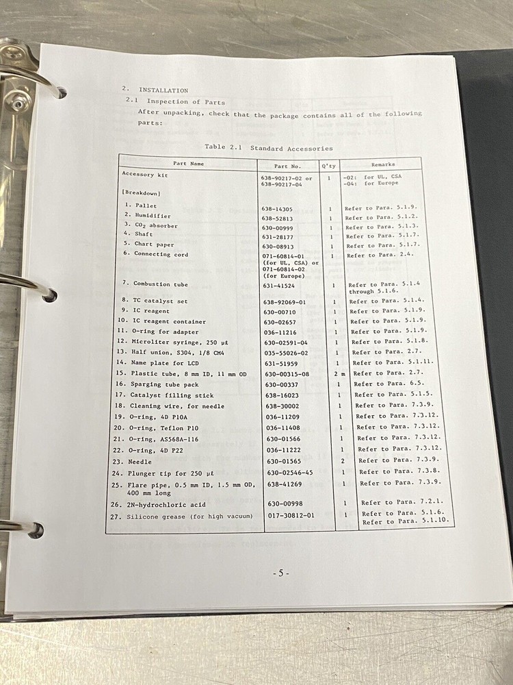 Shimadzu TOC - Users Guide / Instruction Manual