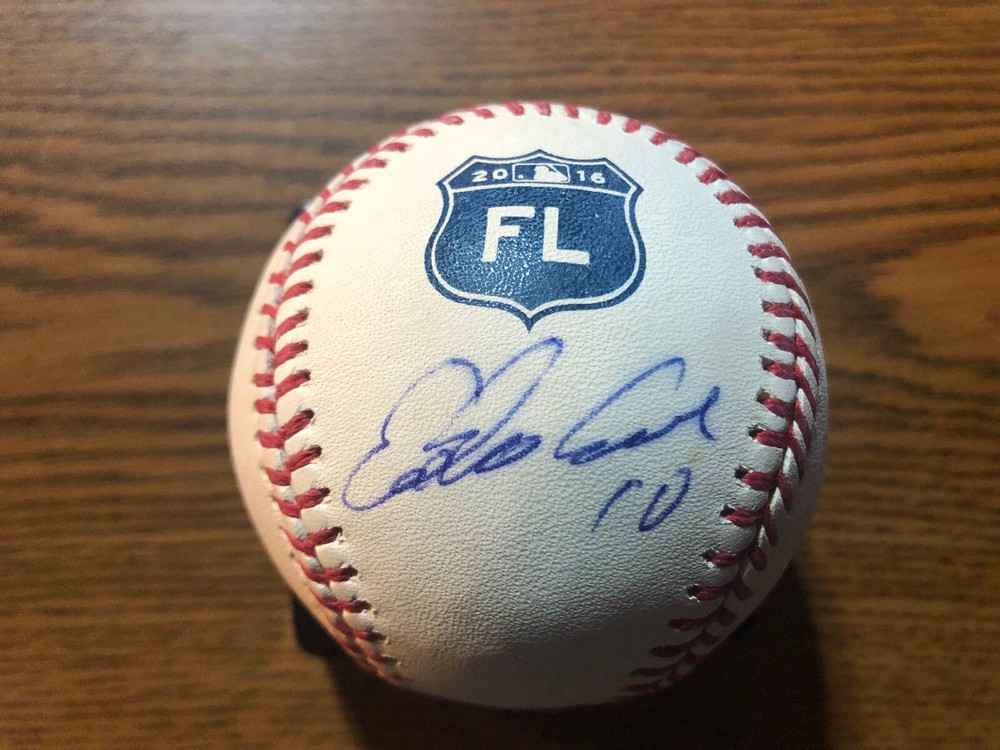 Edwin Encarnacion Blue Jays signed 2016 Spring Training GAME USED baseball
