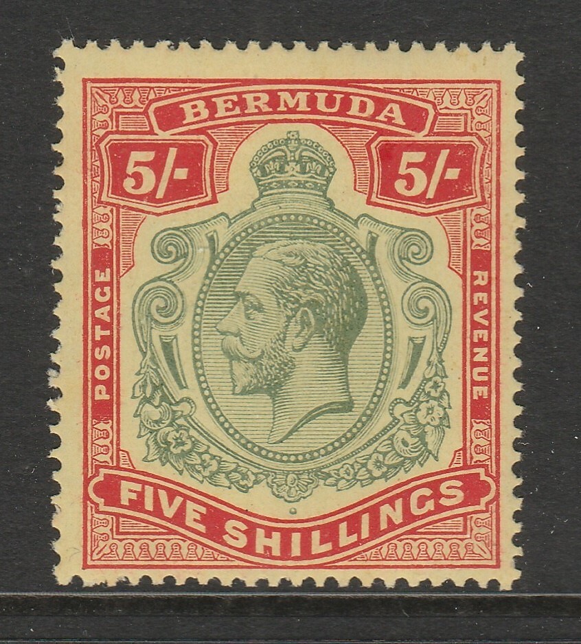 Bermuda 1918-22 5/- Deep green & deep red SG 53 Mint.