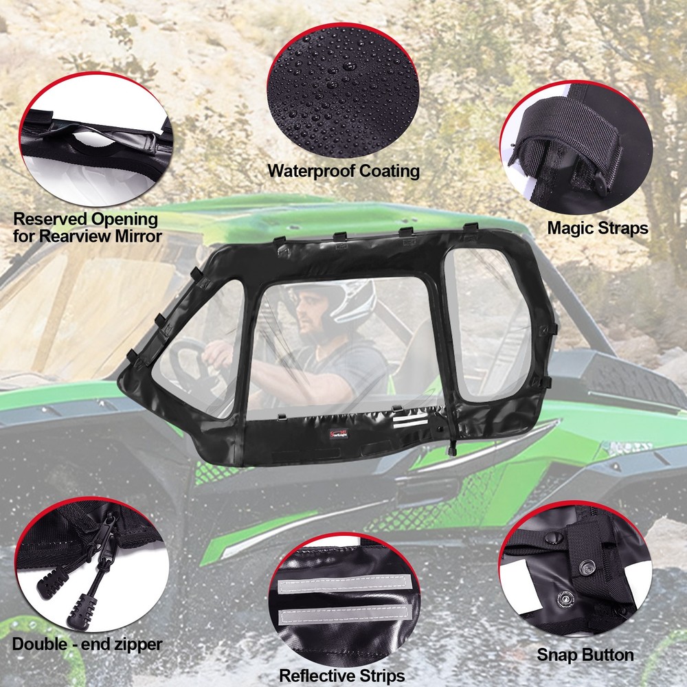 Vented Front Windshield & Soft Upper Doors for Kawasaki Teryx KRX 1000 2020-2025