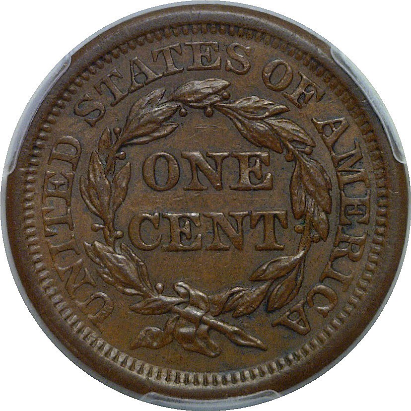 1856 Upright 5 Large Cent PCGS MS-62 BN