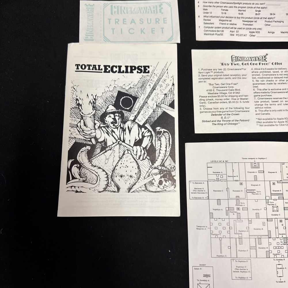 Spotlight Software Total Eclipse for Commodore 64/128 Used 1988 - Original Box