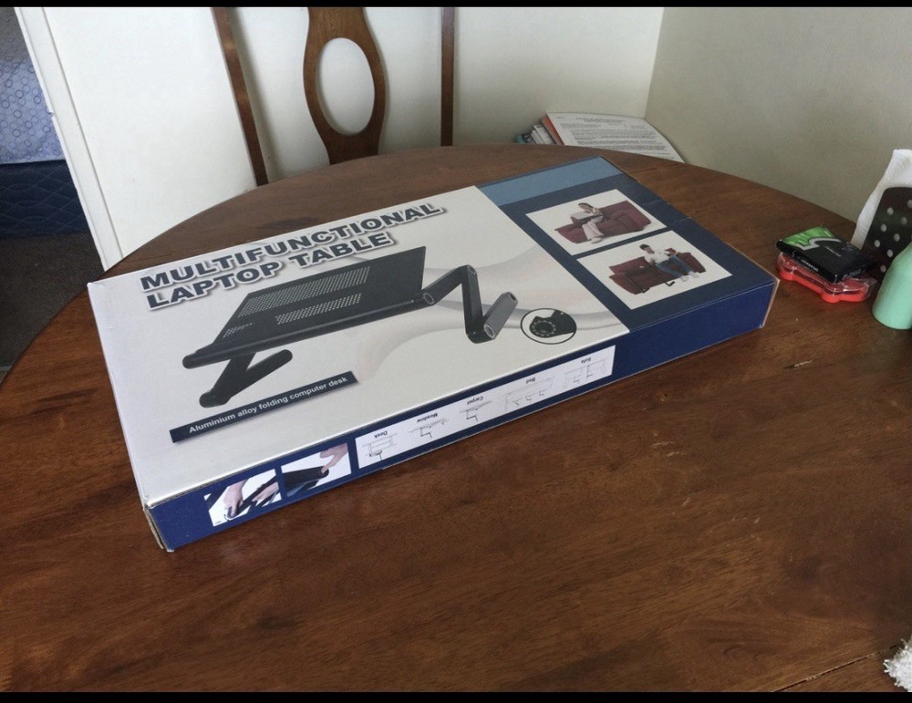 Adjustable Laptop Stand With Cooling Fan and Mouse Pad, Upgraded Table Sturdy