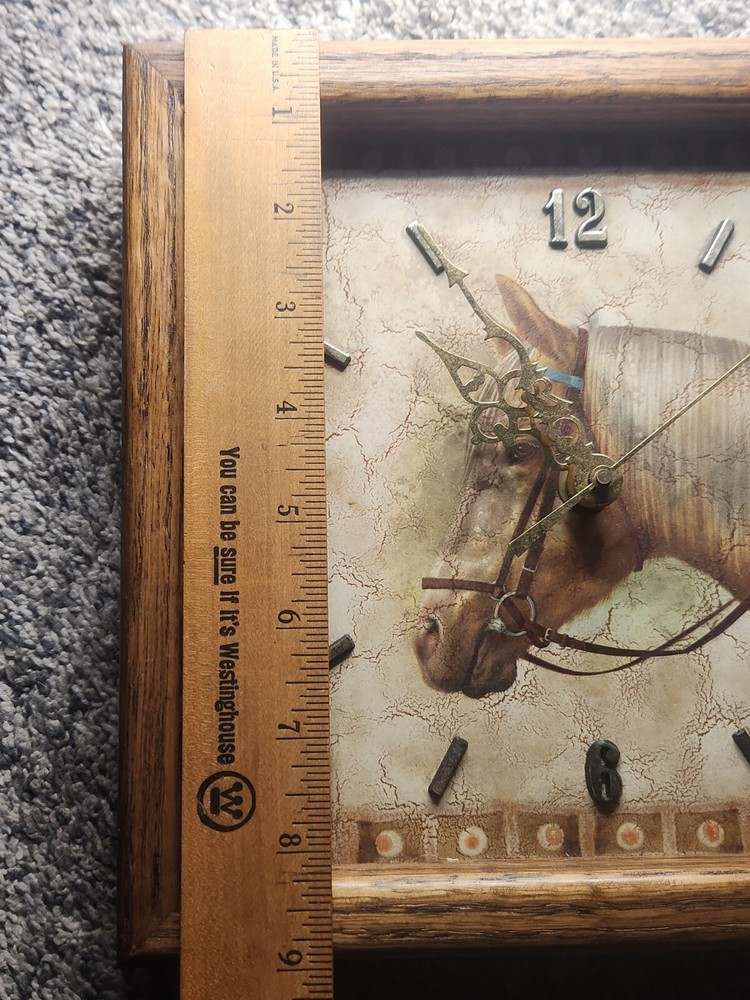 Horse Wood Framed Tile Wall Clock Working