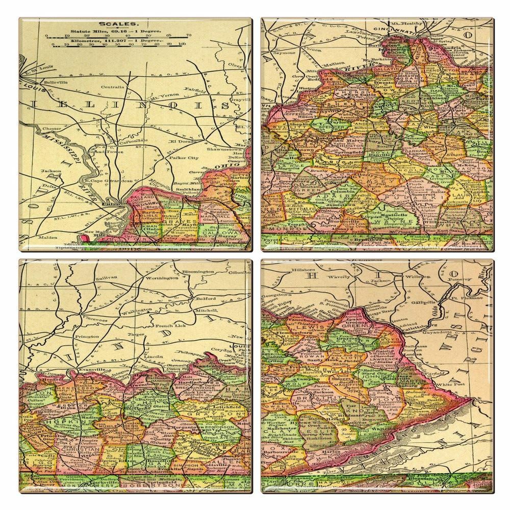 Kentucky Map Coaster Set of 4