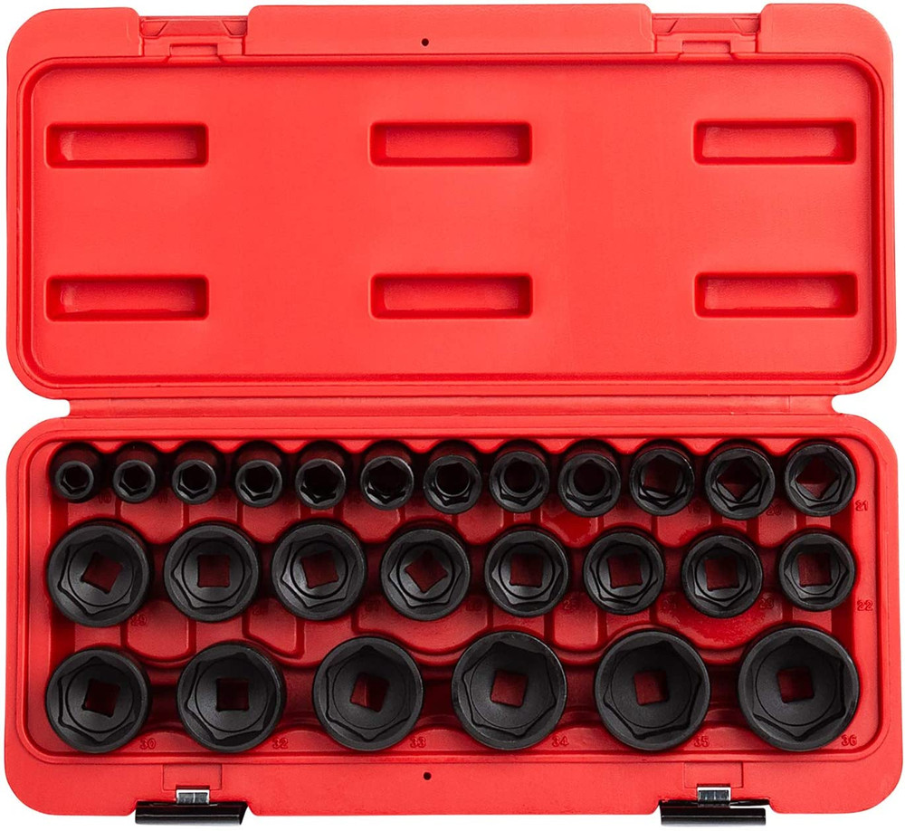 Impact Socket Set Alloy Steel Radius Corner Storage Case Metric NEW