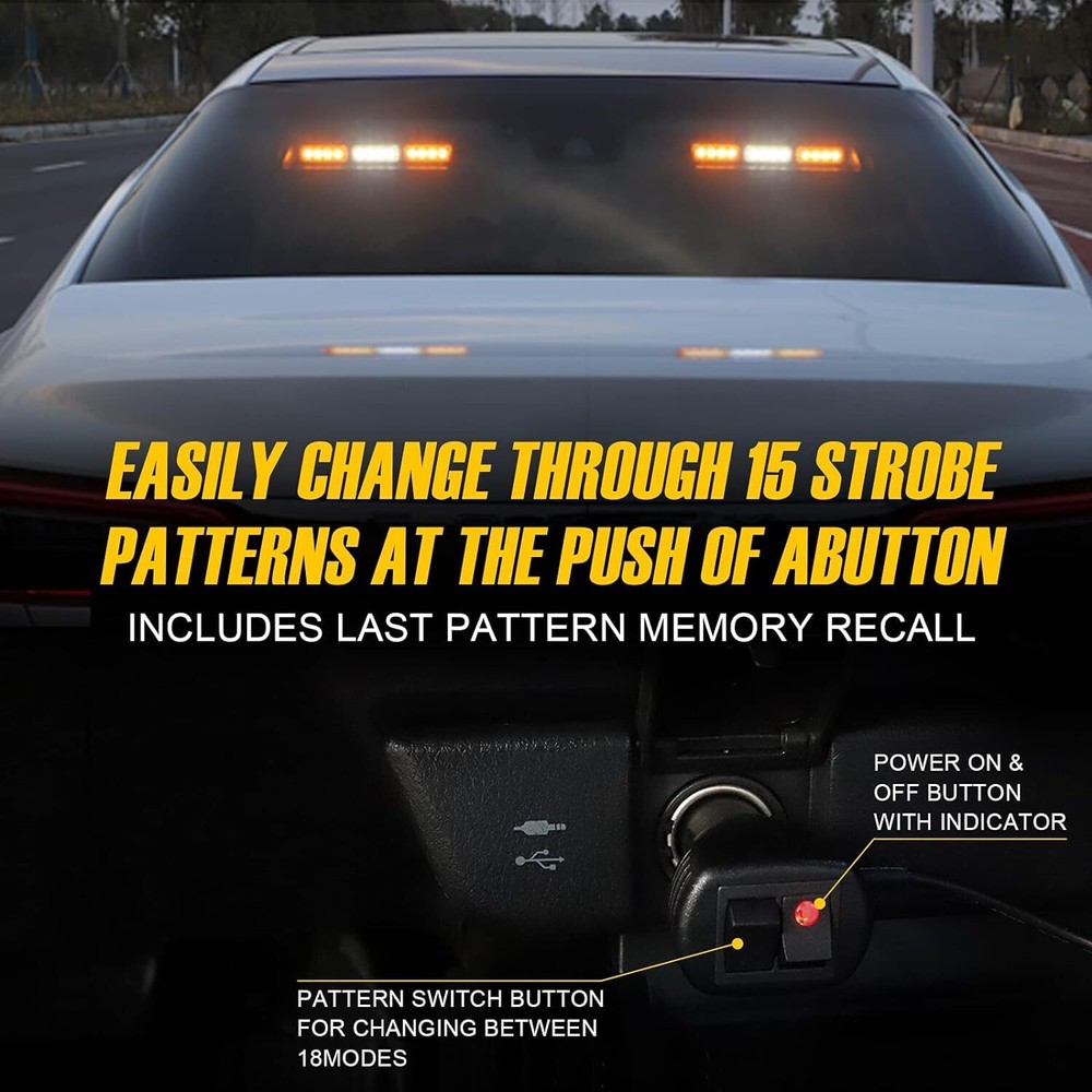 XRIDONSEN Emergency Dash Strobe Lights Bar Safety Warning Flash Windshield Light