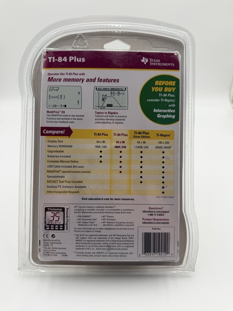 Texas Instruments TI-84 Plus Graphing Calculator USB LCD MathPrint Programmable