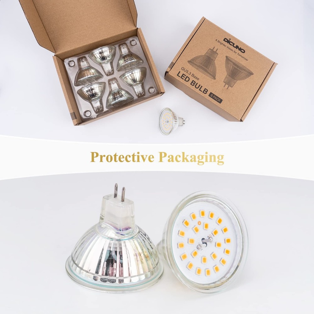 DiCUNO MR16 LED Bulbs Dimmable 50W Halogen Replacement 2700K Warm White, GU5....