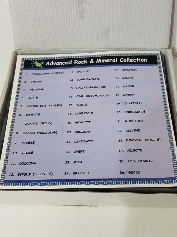 K12 Advanced Rock Mineral Collection 36 Unique Specimens Orig Box -missing 1