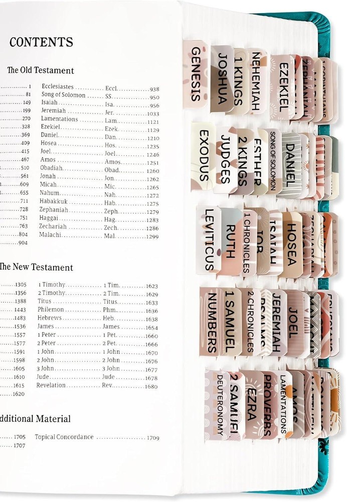 Laminated for Women & Men - Large Print Tabs for Study Bibles, Boho Theme for E
